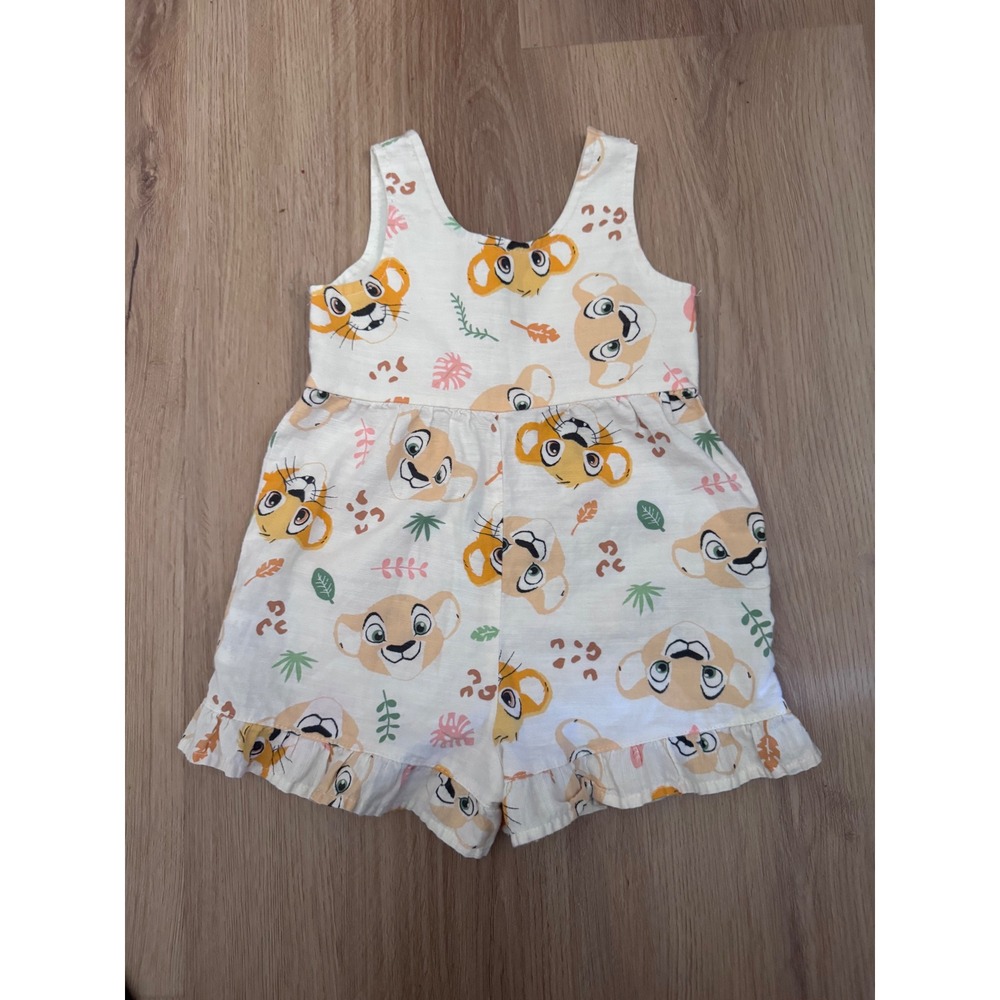 Disney Baby Lion King Nala Romper Girls 12M White Sleeveless Ruffle Hem Sunsuit